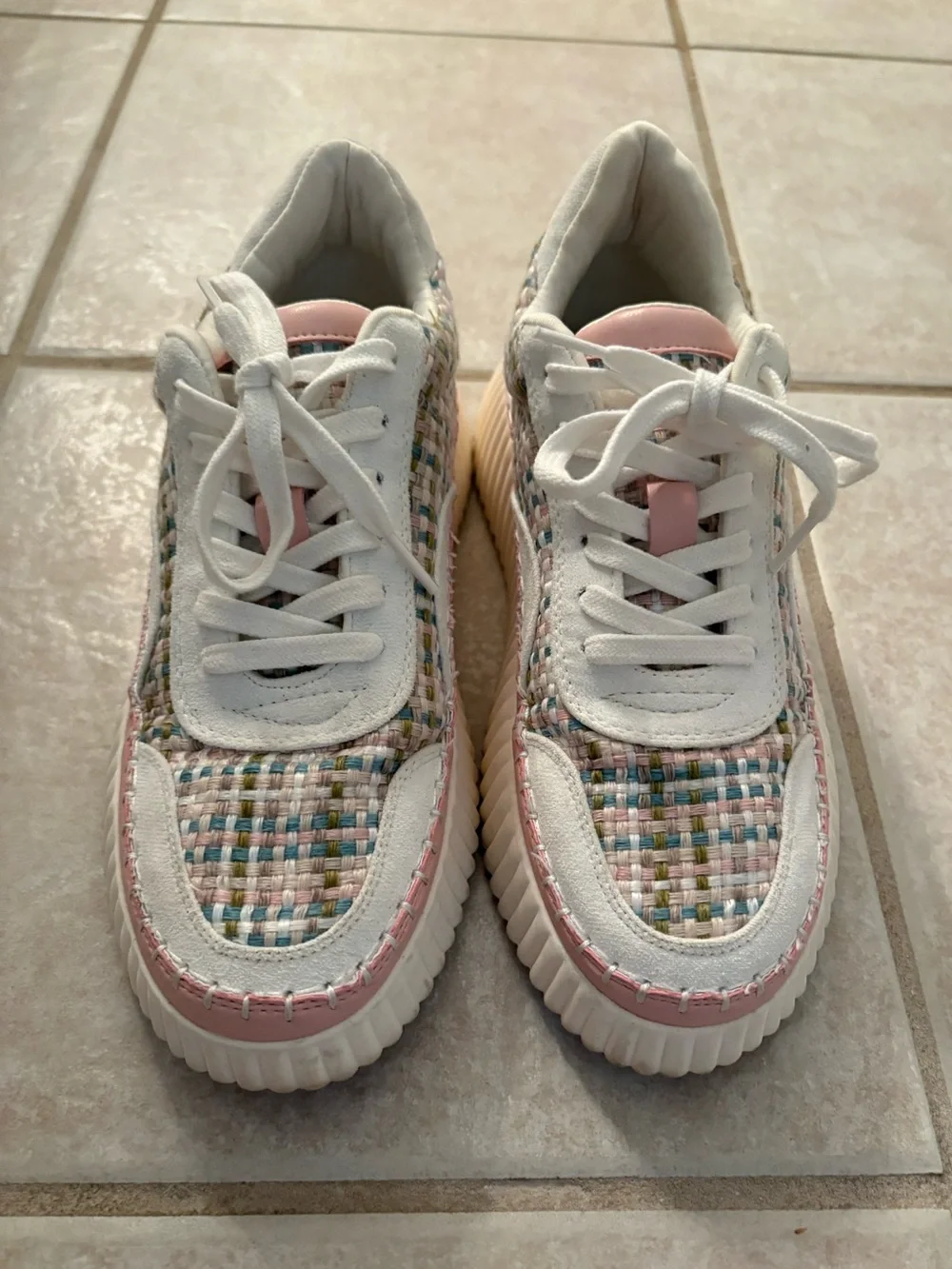 Coconuts by Matisse Blush Woven Platform Sneakers with Cream Trim